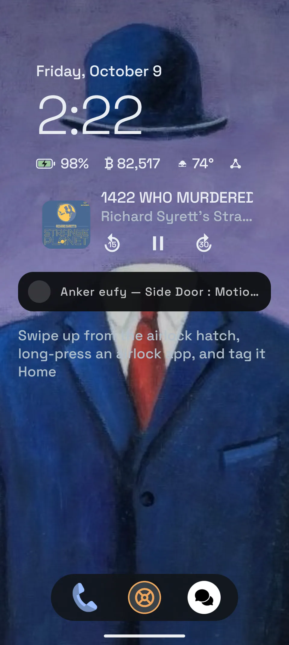 Home screen with the Airlock open; the dock rocket becomes the airlock hatch